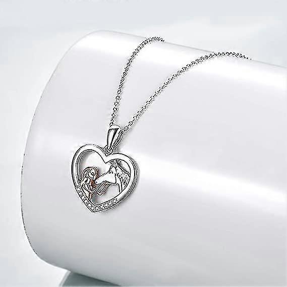 Girl And Horse Necklace For Girls Sterling Silver Horse Jewellery Horse Gifts For Women 18"