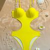 New Women's Yellow One-Piece Swimsuit - Cross-Border Style, Sexy and Elegant.