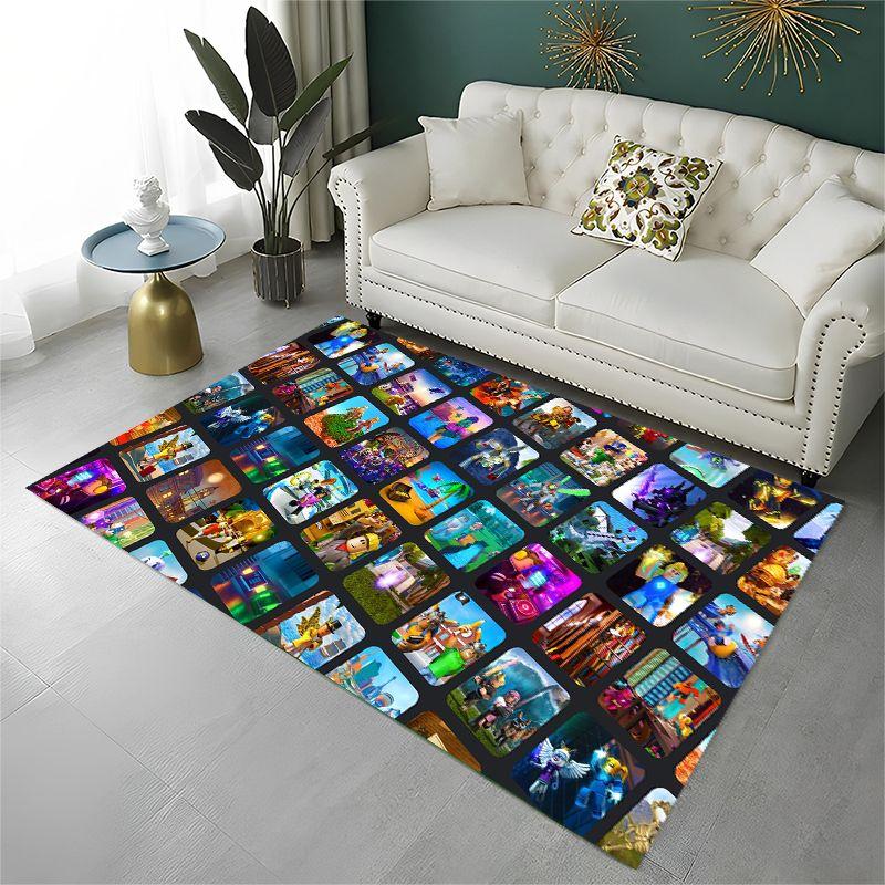 Classic Cartoon R-Robloxs Game Non-Slip Area Rug for Living Room,Bedroom,Playroom,Soft Carpet Floor Mat Home Decor Rug Room