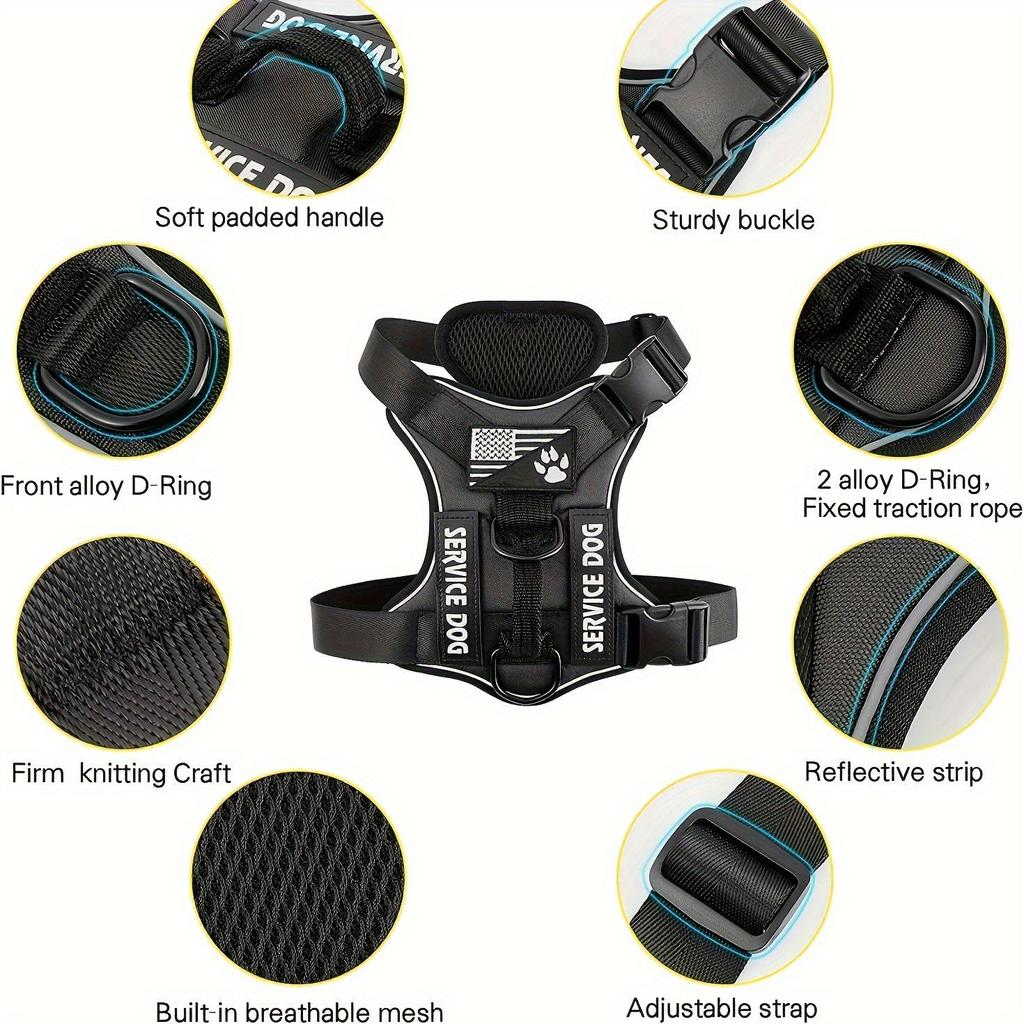 Reflective Tactical Harness for Large Dogs - Explosion-Proof & Adjustable, No-Choke Design