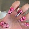 24Pcs Pink Matte French Leopard Square Coffin Press On Nails Artificial Acrylic Fake Nails For Women