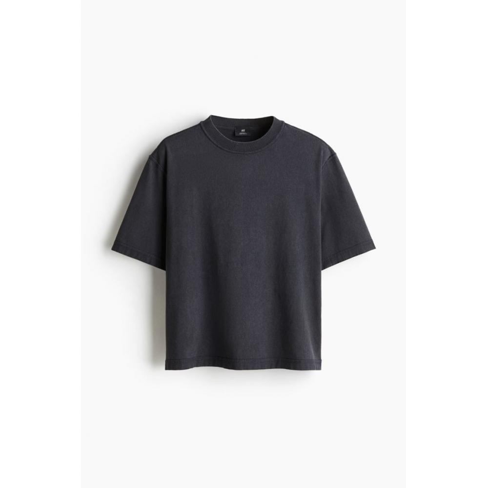 H M Boxy FiT wasHed T sHirT Black