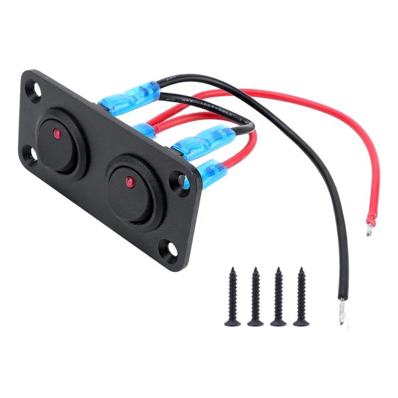 20A 12V Waterproof Red LED Illuminated Toggle Switch Panel for Auto and Marine Dashboards Applications Easy Installation