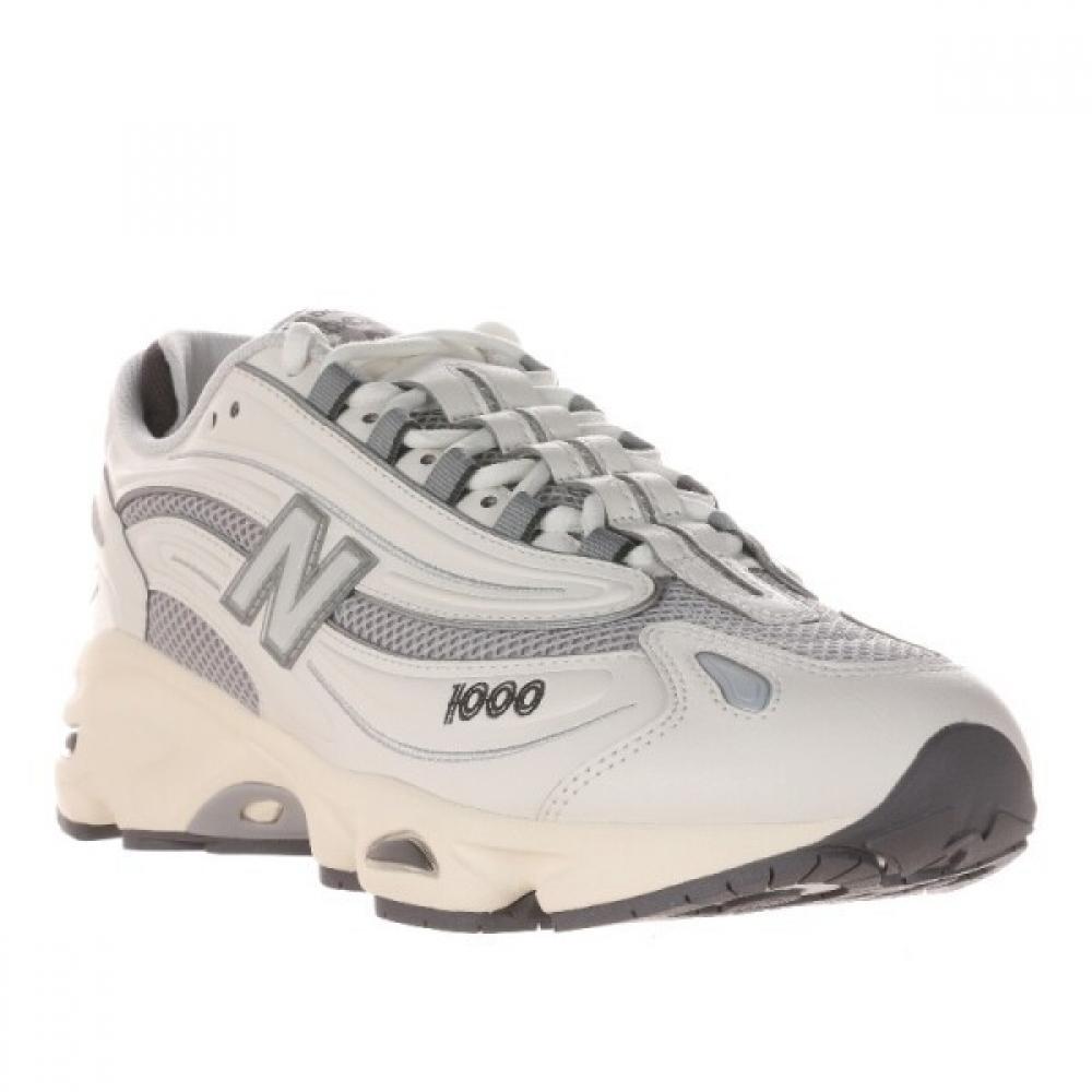 New Balance White Mesh Panel Lace Up Sneakers Lm1000mew White