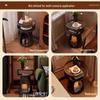 Nordic Retro Bedside Table: Simple Bedroom Nightstand with Metal Shelf, Small Space Sofa Side Table, Pet Bed Option for Cats and Dogs.