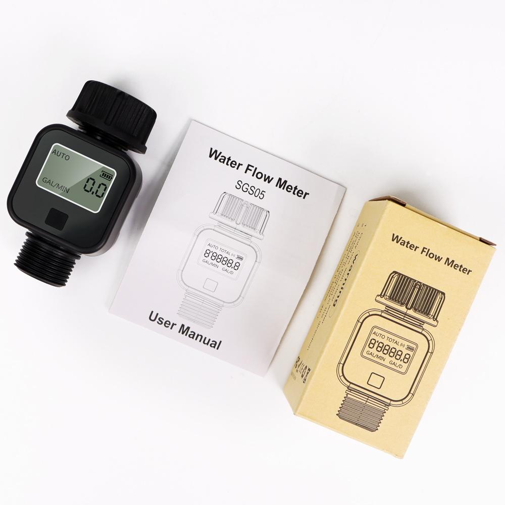 IP6X Digitaler Wasserdurchflussmesser Misst Wasserverbrauch und Durchflussrate für Bewässerungsschlauch zur Gartenbewässerung im Freien