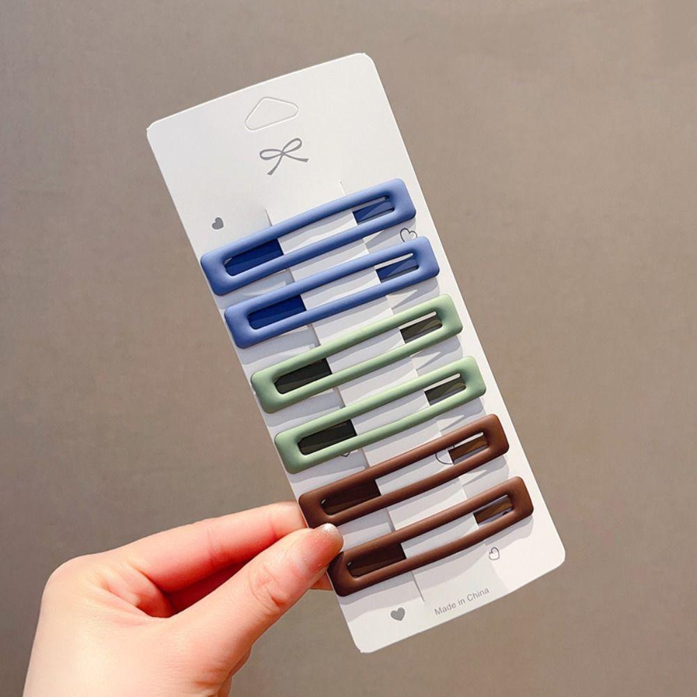 6pcs/set Frosting Rectangle Hairpins Korean Style Geometry Barrettes Vintage   Girl