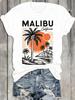 Plus Size - Plus Size - This Is a White Short-Sleeve T-Shirt Featuring a Retro California Design, Ma