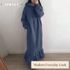 JPNTKY Mode Herbst Winter Kapuzenpullover Langarm Einfarbig Druck Lässige Kleider