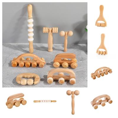 Rodillo de Masaje de Madera para el Hogar, Rodillos Manuales de Madera Portátiles para Músculos, Masajeador de Punto Gatillo de Reflejología Empujado a Mano