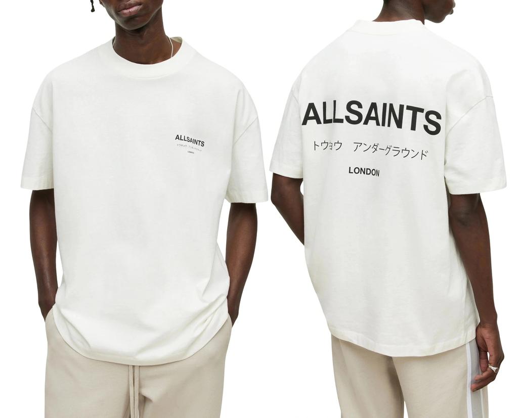 AllSaints London 1994 Obojstranné Oversized Tričko, Unisex Britské Minimalistické Streetwear Tričko, 100% Bavlna Vysoká Gramáž Bežné Vrchné Oblečenie