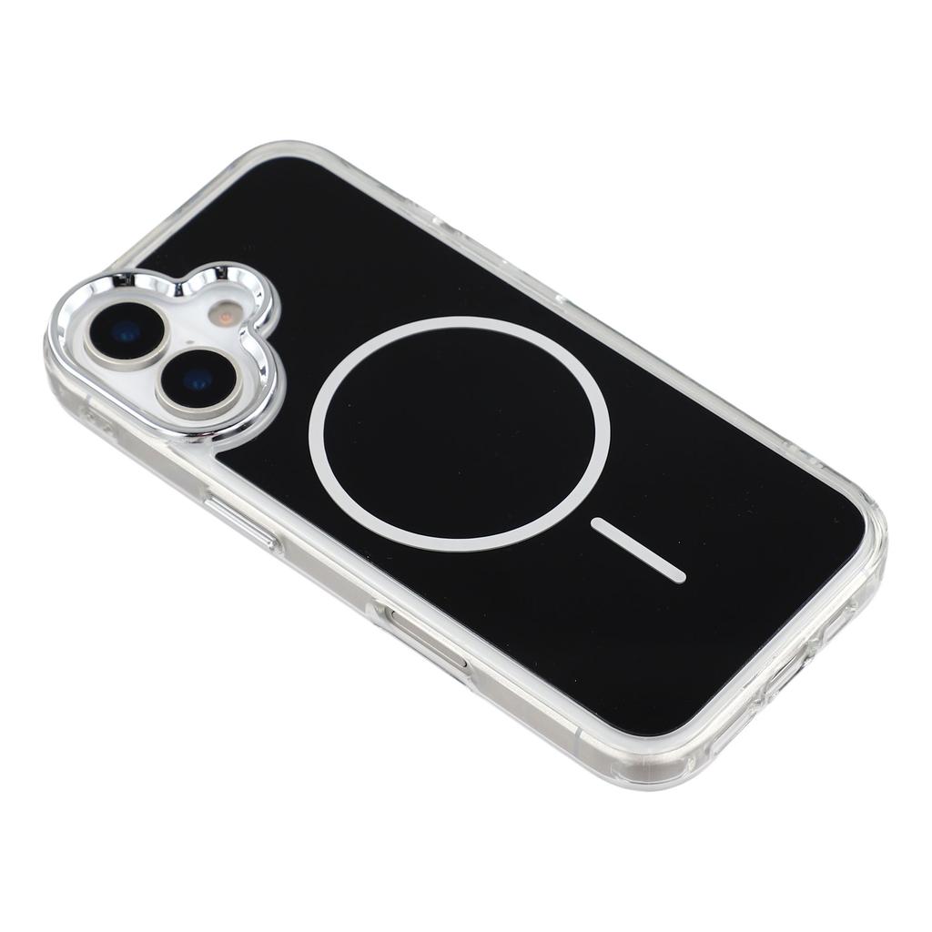 For iPhone 16 Magnetic Case Electroplated Camera Frame TPU Acrylic Anti-drop Phone Back Cover Compatible with MagSafe