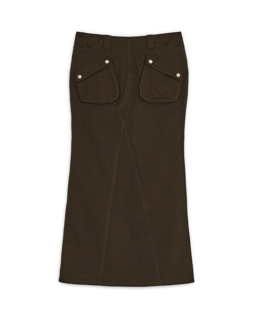 Sunburn Project Double Pocket Cotton Maxi Skirt, Brown
