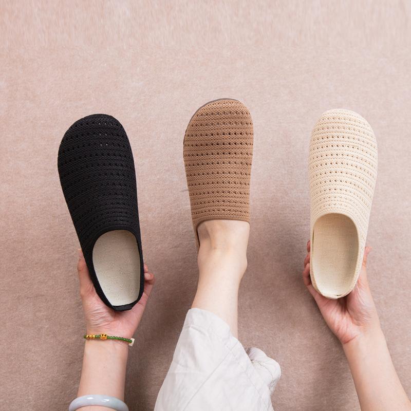 New Women's Flat Half Slippers - Fashionable Breathable and Comfortable Arch Support Not Tired Feet Non-slip Wear-resistant Cushioning Shoes