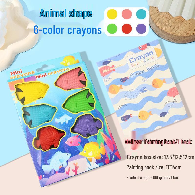 Cartoon Clownfish & Little Fish Crayons: No-Mess Creative Drawing Set for Kids