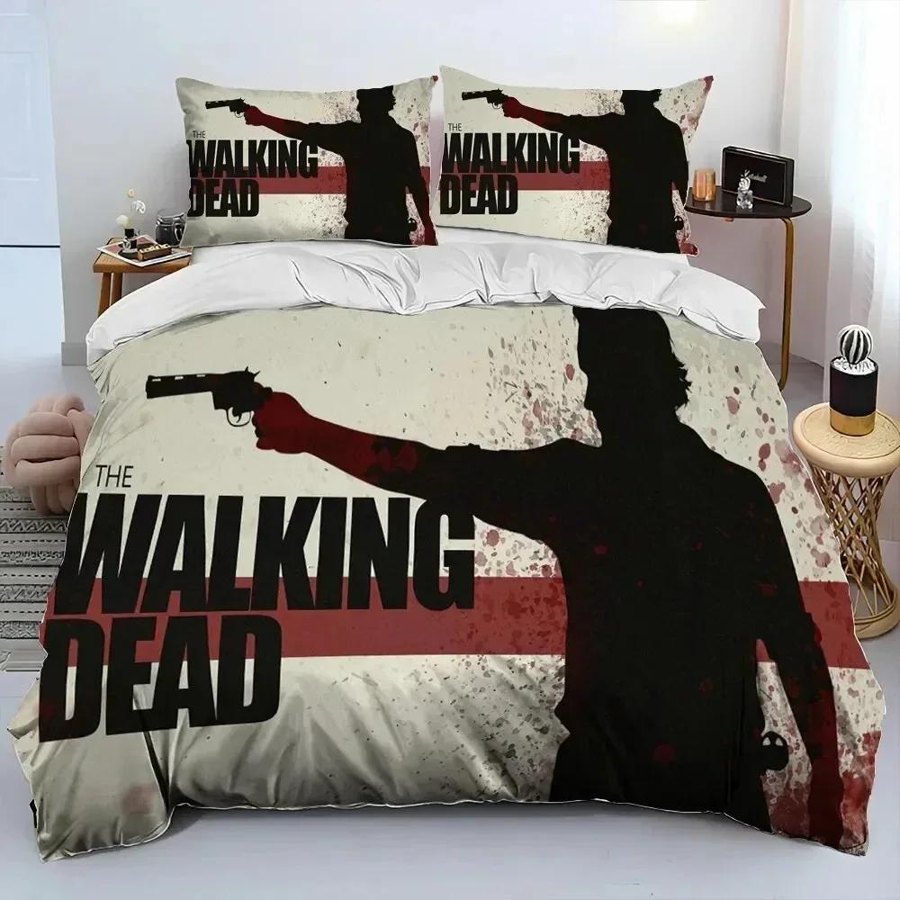 3Pcs Horror Tv The Walking Dead Lincoln Bedding Set,Duvet Cover Bed Set Quilt Cover Pillowcase,King Queen Size Bedding Set