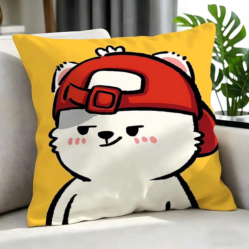 Cute Cute Bear Stickers Cushion Cover Cushion Cover Set 4Pcs 50X50 45X45 40X40 Pillowcase Decorative Sofa Home Decor