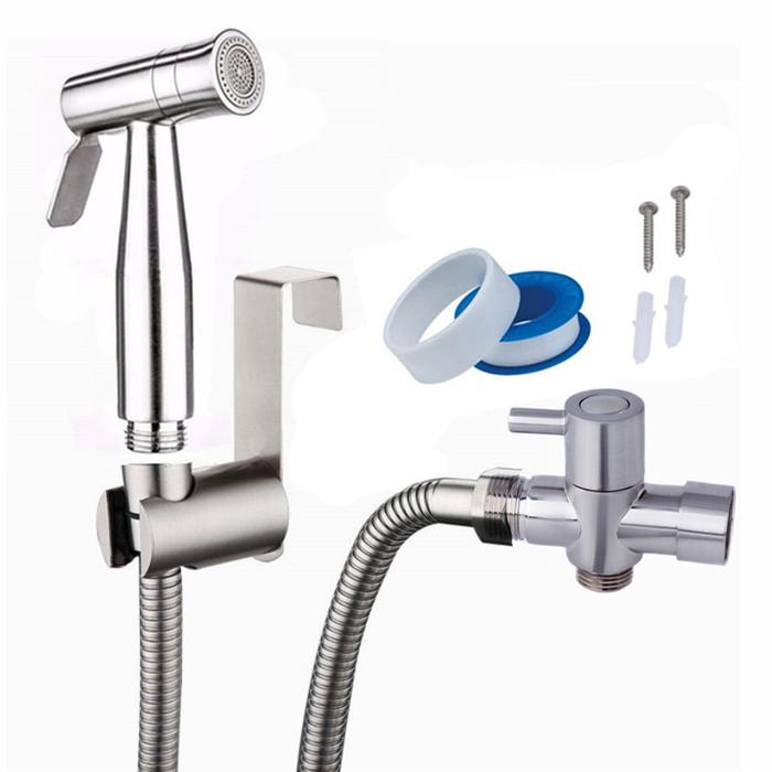 304 Stainless Steel Modern Wall-Mounted Two-Way Bidet Sprayer Complete Hand Bidet Set