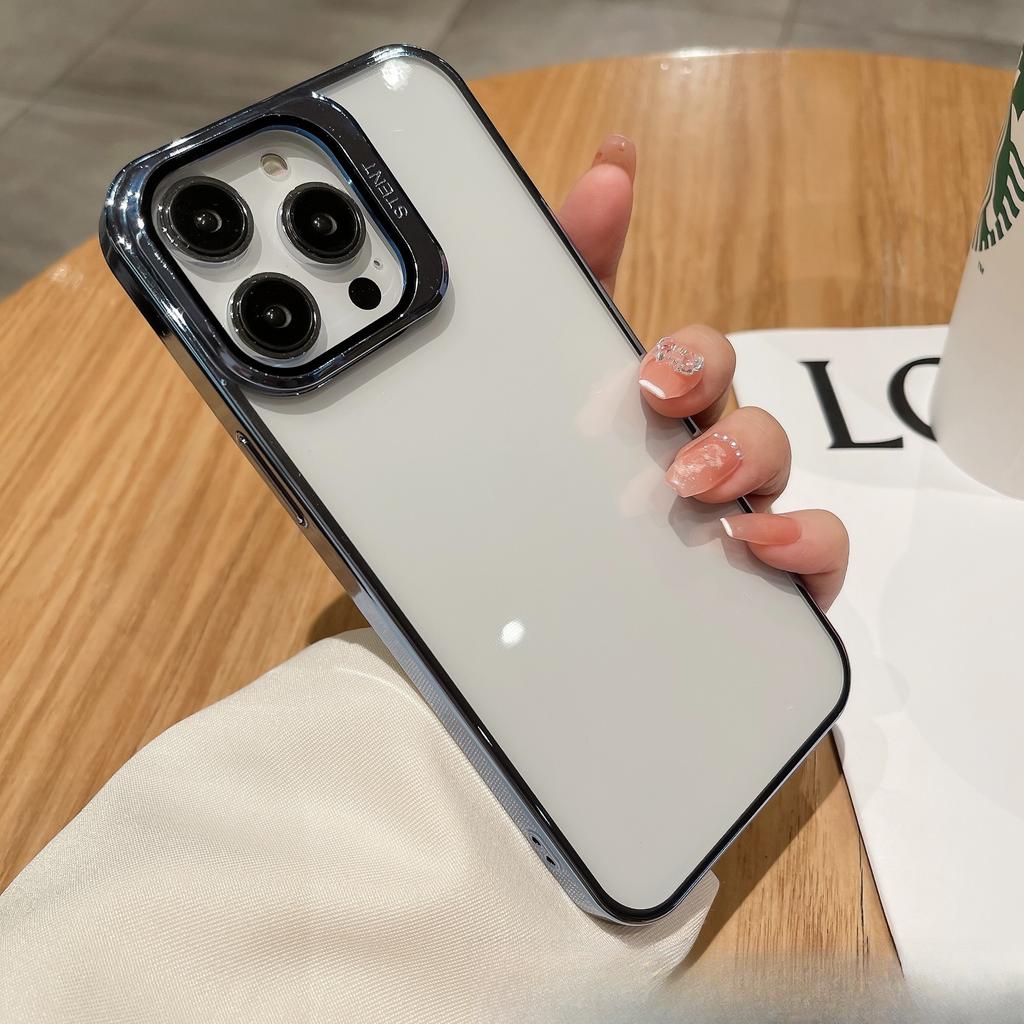 Applicable To IPhone 14 Glasses Bracket Lens Mobile Case Apple 15 Creative 12 Electroplating Transparent PC Hard Case