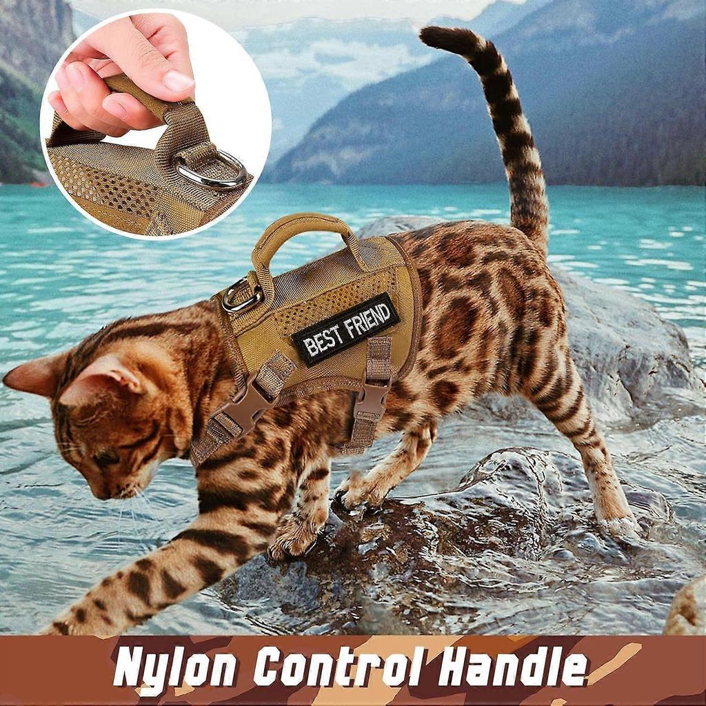Large Tactical Cat Harness with Handle, Air Mesh Adult Cat Walking Vest Harness XL