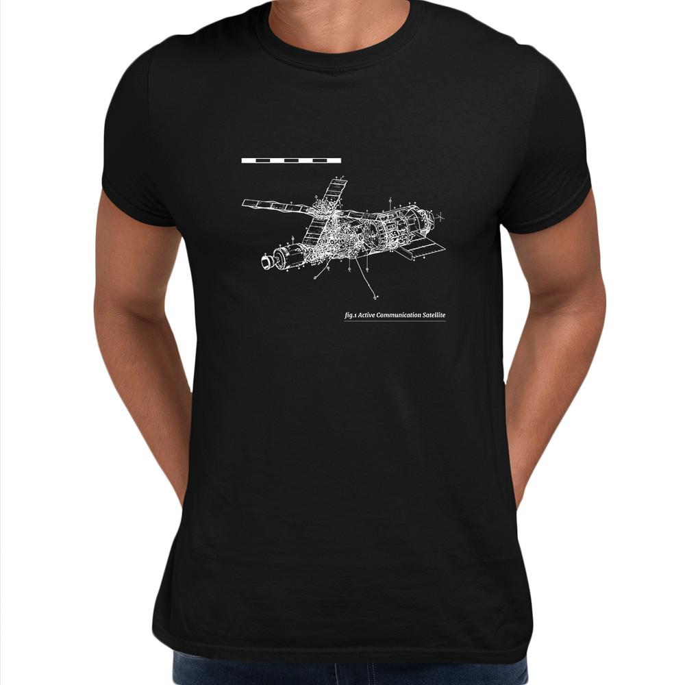 Communication Satellite Blue Print T-shirt Men's Short Sleeve