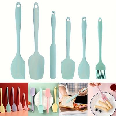 Ensemble de 6 ustensiles de cuisson en silicone, mini spatule grattoir pour décoration de gâteaux, ustensiles de cuisine antiadhésifs avec manche résistant à la chaleur