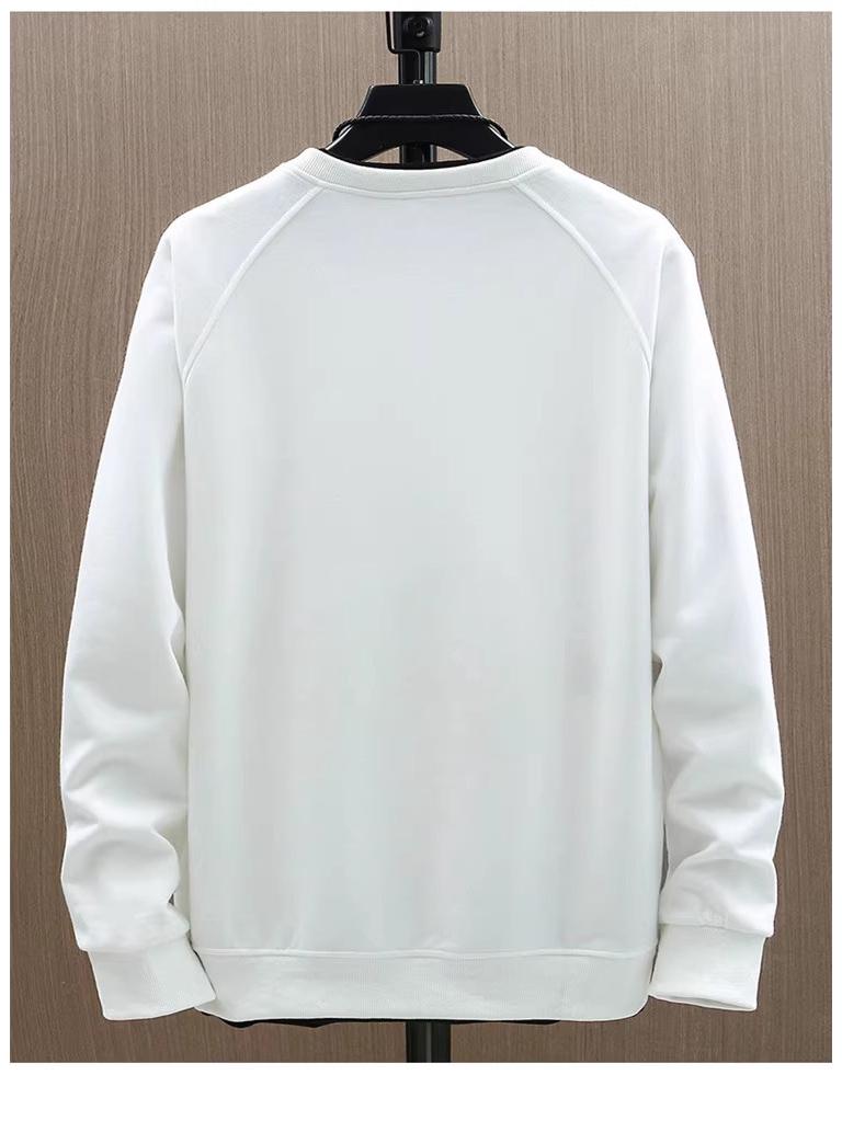 Trendy Men's Solid Color Round Neck Sweatshirt: Stylish, Comfortable, Loose Fit, and Fake Two-Piece Design for Autumn/Winter.