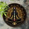 2D Flat Bohemia Aluminium Sign with Meditation & Chakra Pattern - Vintage Figurine Ornaments - Ideal for Front Door, Wall, Porch, Fence Decor - Ideal