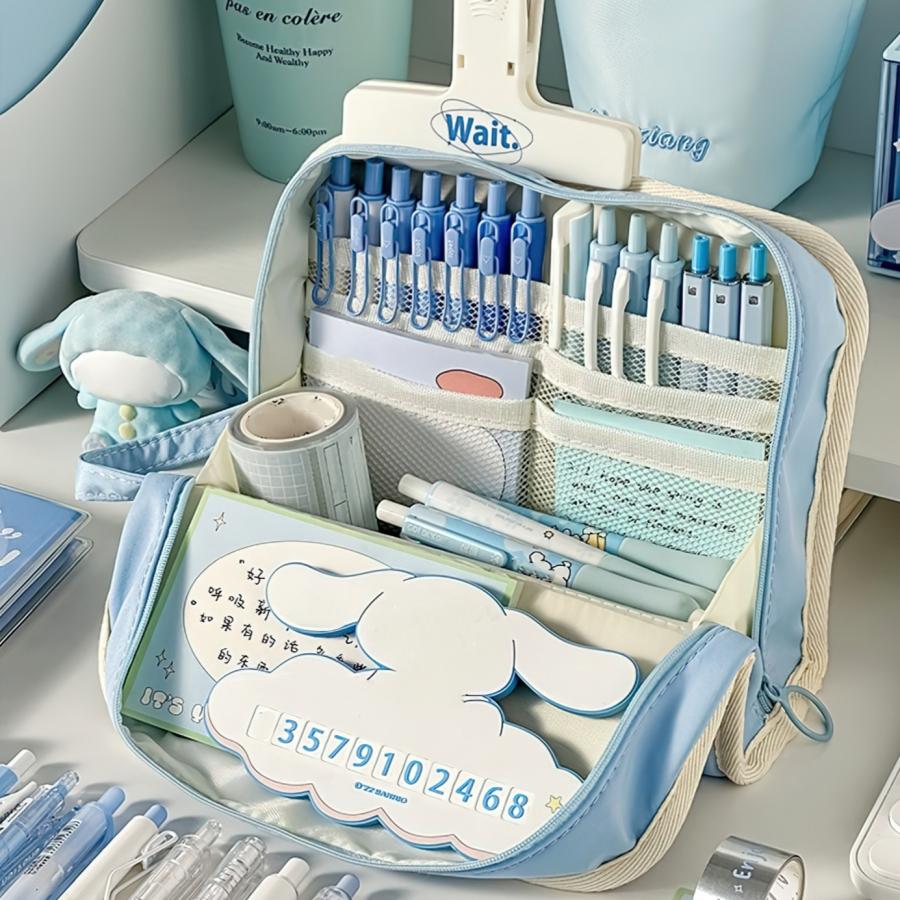 Holiday Time Pencil Bag Pen Case Leisure Design Detachable Front Pack Handle Storage Pouch for Stationery School