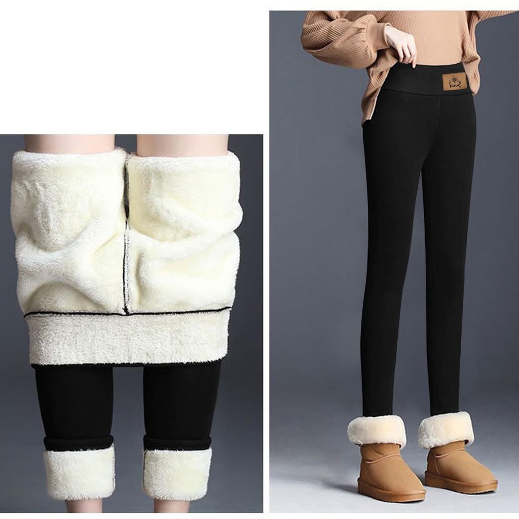 Women's Color Plus Velvet Warm Elastic Leggings High Waist Cotton Pants