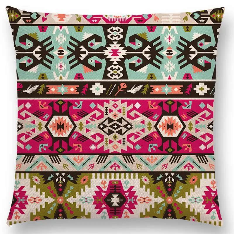 Colorful Seamless Aztec Decorative Prints Sofa Throw Pillow Case Fancy Abstract Geometric Vector Pattern Tribal Cushion Cover