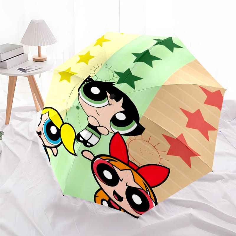 1pc Powerpuff Umbrella, Sun Protection, And UV Shielding. It Has Eight Sturdy Ribs for Outdoor Use And Perfect As a Holiday Gift