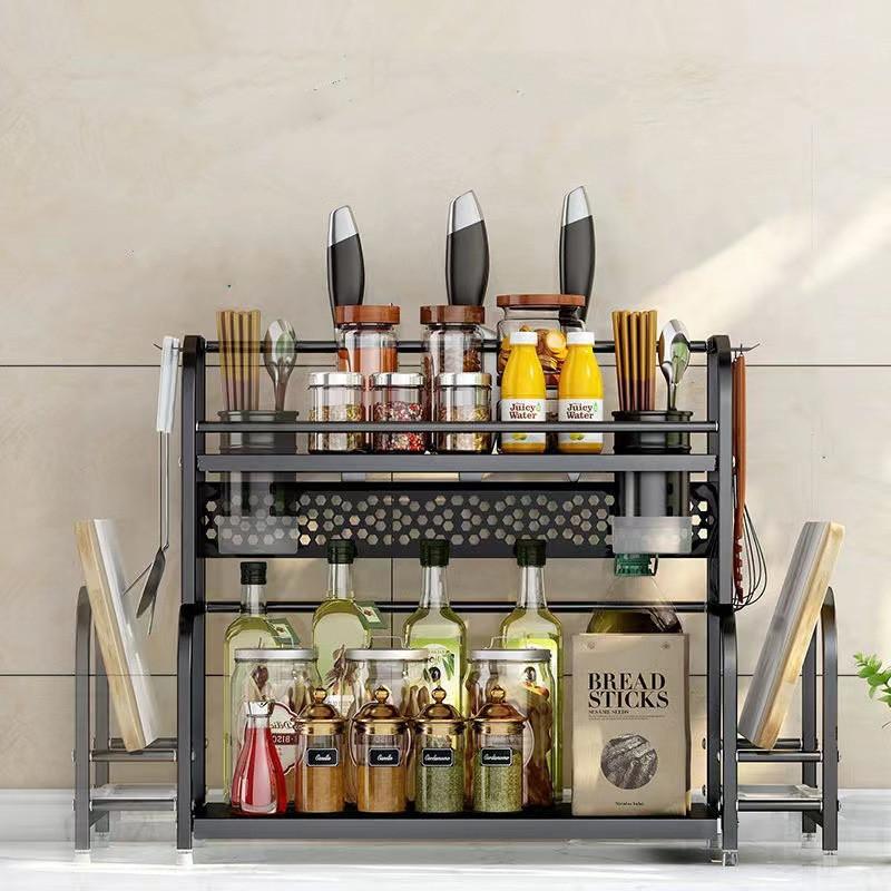 2Layers 3Layers Stainless Steel Kitchen Storage Rack Seasoning Chopsticks Shelf Organizer Knife Jar Household Accessories