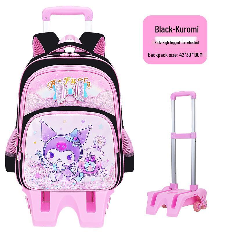 Lightweight Trolley Schoolbag for Primary School Girls - Large Capacity Backpack for Grades 1-6