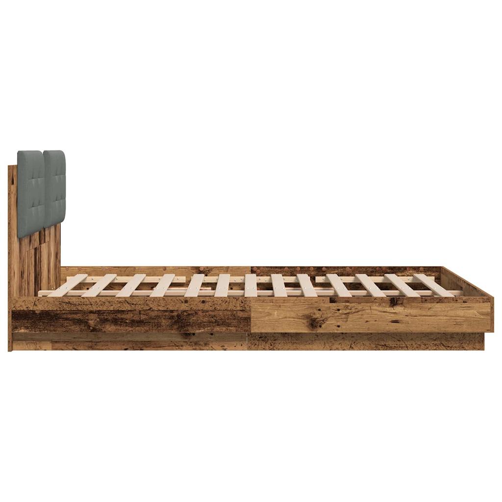 Bed Frame with Headboard Reclaimed Wood Look 120 x 200 cm Engineered Wood
