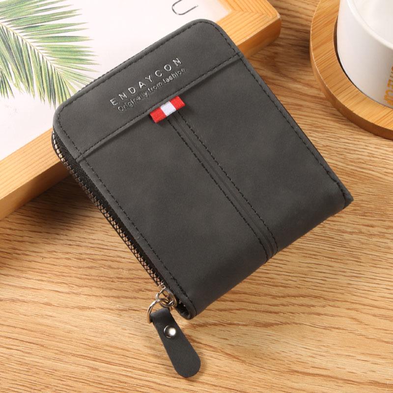 Men's Retro Casual Short Zipper Wallet with Buckle