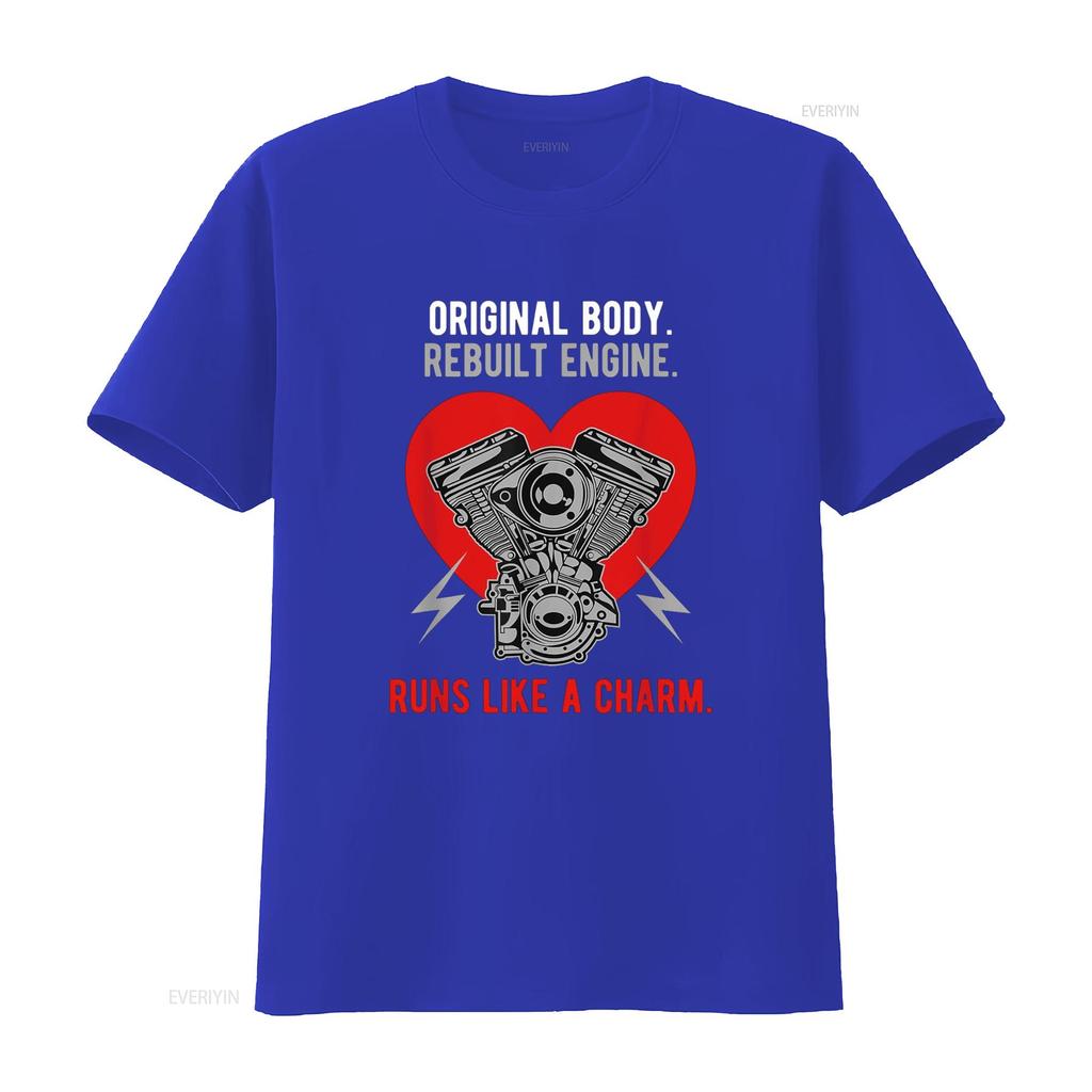 Original Body Rebuilt Engine Runs Like A Charm T Shirt Vintage Washed Versatile Slightly Top For Everyday Wear Graphic