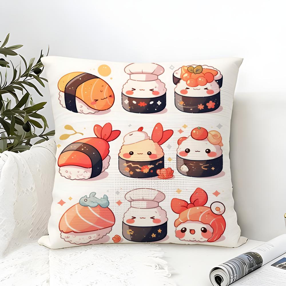 Fun Cute Sushi Pattern Pillow Case linen pillow case sofa home decor cushion cover cushion cove