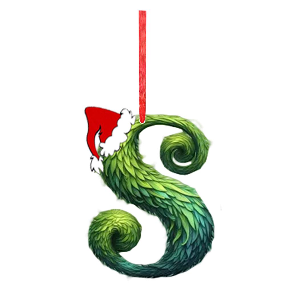 2D 26 Letter  Christmas Ornaments Acrylic Flat Christmas Tree Home Decorations Ornaments