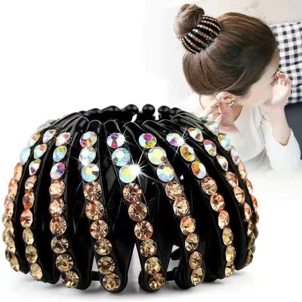 Rhinestone Hair Claw Clip Hair Accessories Hair Bun Maker Fashion Ponytail Holder  Women
