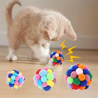 Colorful Fuzzy Pom Pom Balls for Cats High Quality Soft and Durable Interactive Pet Toys for Kitten Entertainment and Exercise