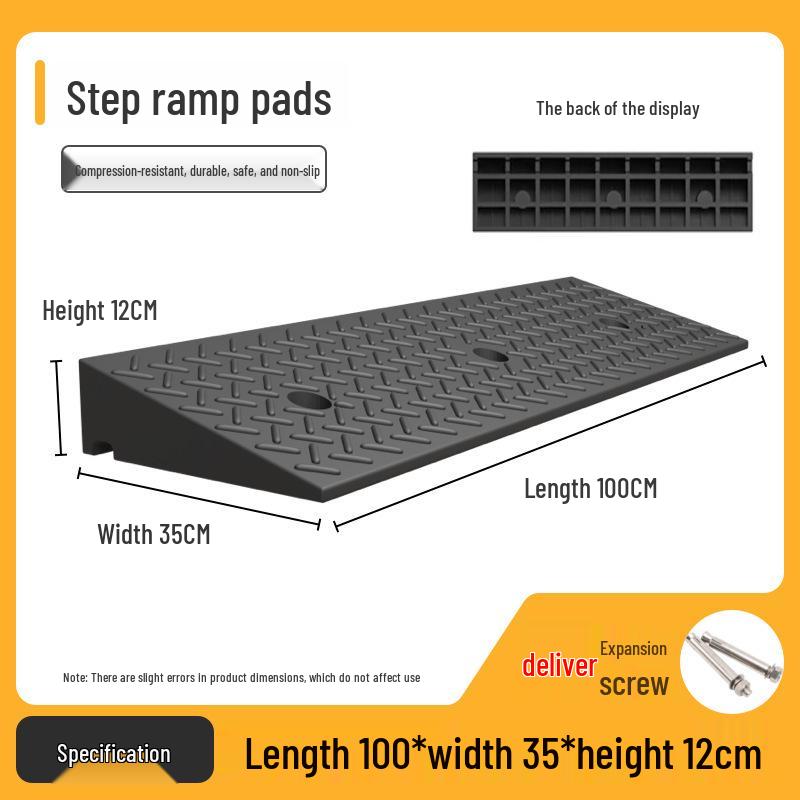 Rubber-Plastic Anti-Slip Speed Bump Curb Ramp Mat for Cars