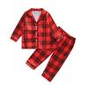 2025 Christmas Plaid Pajama Set for Family: Cartoon Lapel Top + Pants Two-Piece Set for Men, Women, and Children