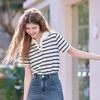 Betu Women's Striped Short Sleeve Polo T-Shirt