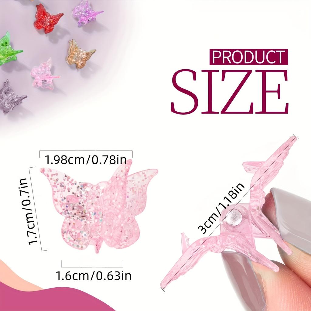 50pcs Glitter Mini Butterfly Hair Clips Sparkling Colorful Hair Accessories for and Women