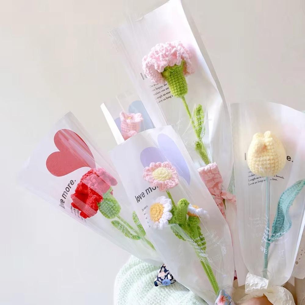 20pcs Romantic Single Flower Wrapping Bags Love Shaped Floral Gift Bags  Room Decor