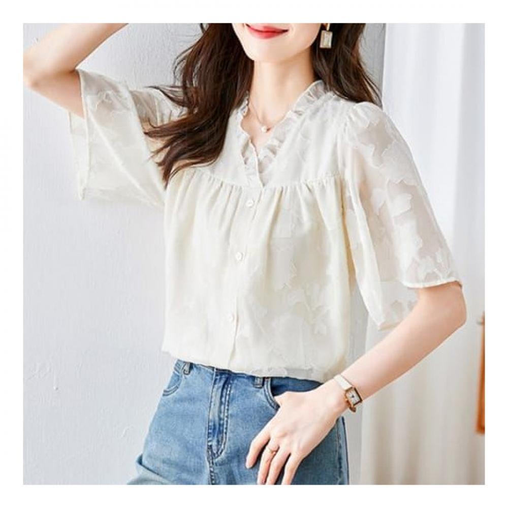 NaVaVa Flower Lace V Neck Short sleeVe Blouse Nb2262