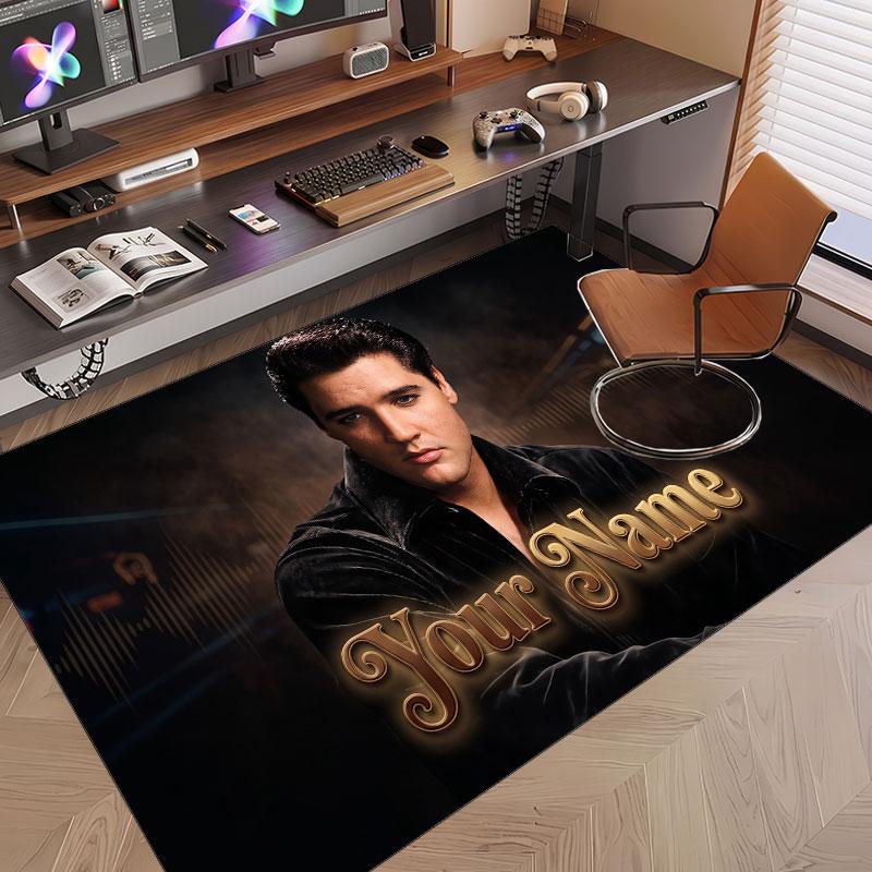 Tappeto Personalizzato Elvis Presley Stampa Motivo Nome Testo Morbido Antiscivolo Tappeto per Pavimento per Decorazione Interna Casa