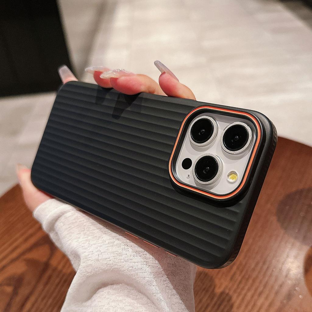 Suitable for IPhone15ProMAX, Corrugated Metallic Paint Phone Case, Apple 14 Anti-slip Edge 13