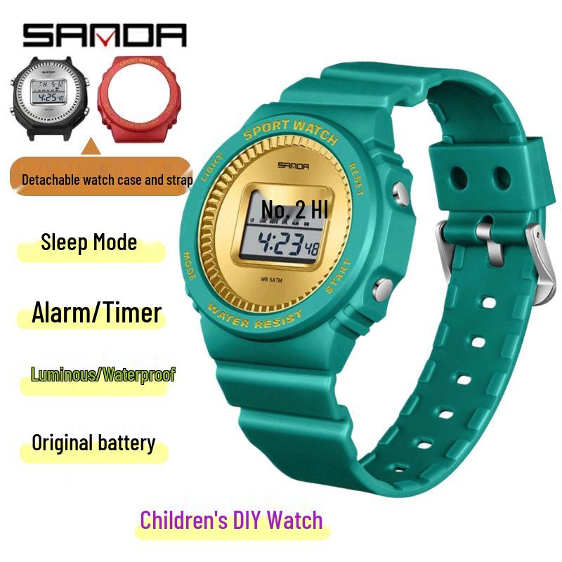 Sanda Waterproof Changeable Case Sports Watch with Sleep Display for Teens
